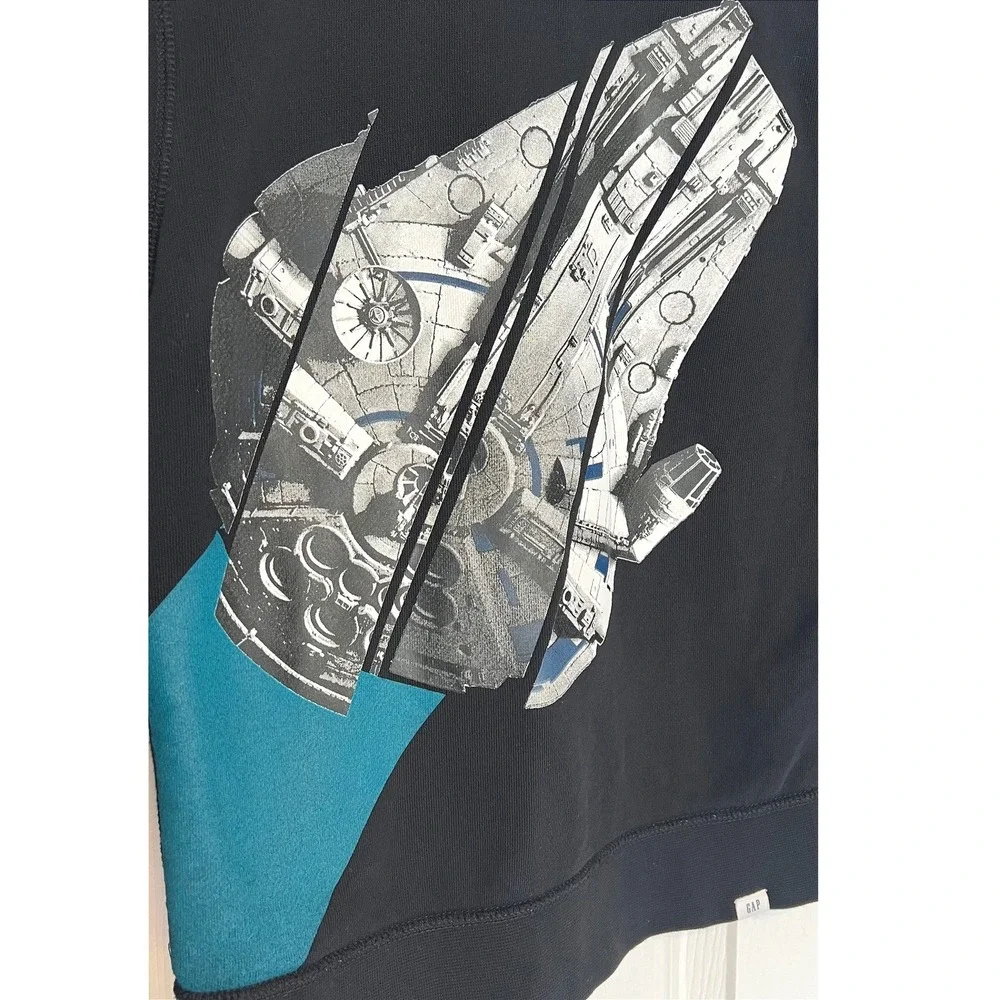 Gap Kids Size 8 M Star Wars Millennium Falcon Sweatshirt Black Graphic Pullover